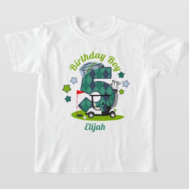 Golf Birthday Boy Shirt Femte Golf Party Shirt T (Laydown)