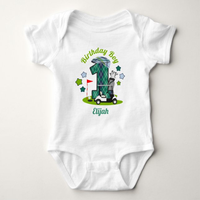 Golf Birthday Boy Shirt Golf Party Shirt T Shirt (Framsida)