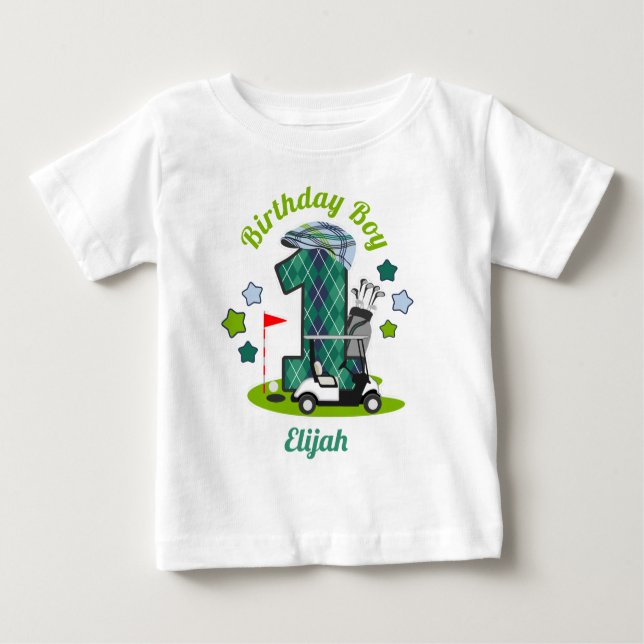 Golf Birthday Boy Shirt Golf Party Shirt T Shirt (Framsida)