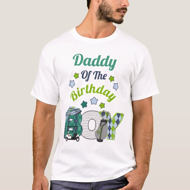 Golf Birthday Boy Shirt Pappa Golf Party Shirt T Shirt (Framsida)