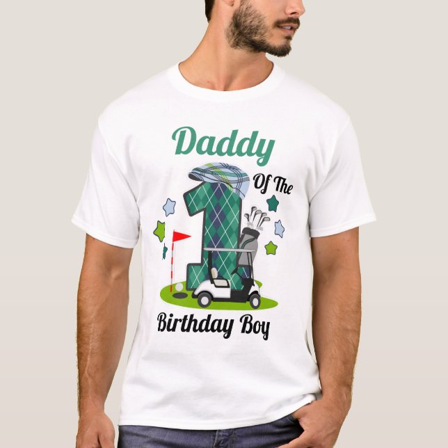 Golf Birthday Boy Shirt Pappa Golf Party Shirt T Shirt (Framsida)
