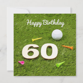 Golf Birthday Card 60:e födelsedag golf boll och T