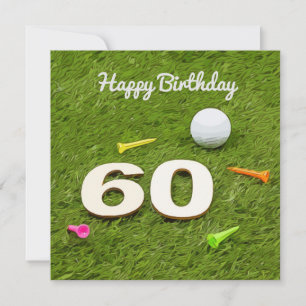Golf Birthday Card 60:e födelsedag golf boll och T
