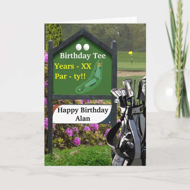 Golf Birthday Card - Birthday Tee Kort (Framsida)