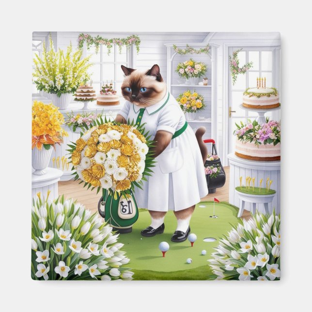 Golf Birthday Gifts for Cat Lover Golfer Magnet (Framsidan)