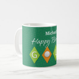 Golf Birthday Grönt Diamond Shapes Kaffemugg