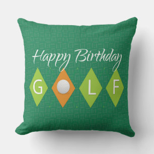 Golf Birthday Grönt Diamond Shapes Kudde