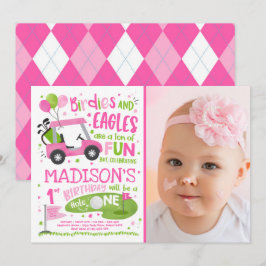 Golf Birthday Hål i en golf 1:a födelsedag Party Inbjudningar