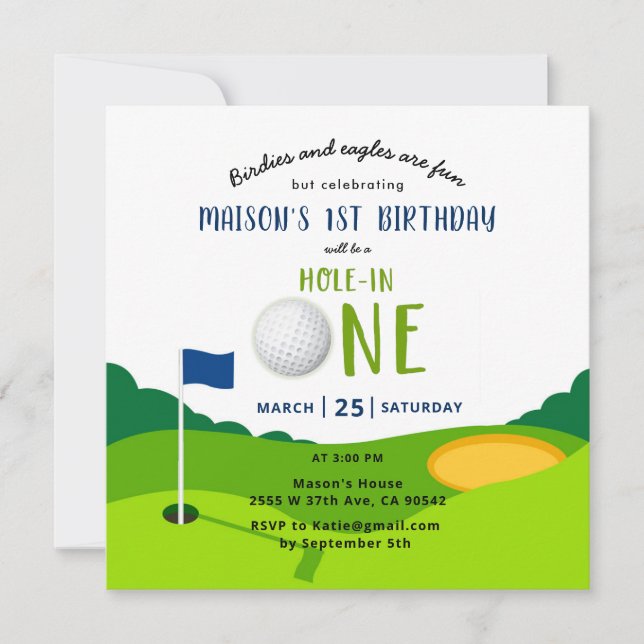 Golf Birthday Hål i One Par-tee-inbjudan Inbjudningar (Framsida)