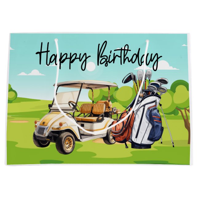 Golf Birthday med golf cart-vattenfärg (Framsidan)