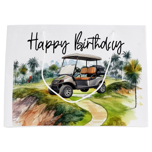 Golf Birthday med golf cart-vattenfärg (Framsidan)