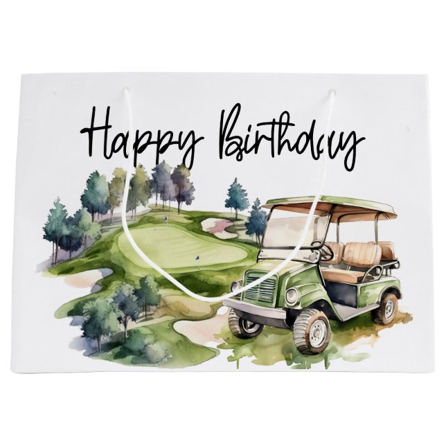 Golf Birthday med golf cart-vattenfärg (Framsidan)