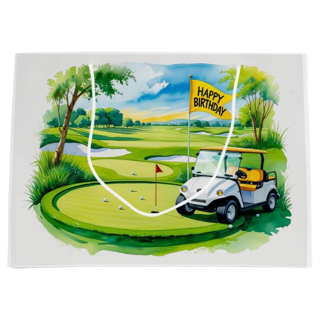 Golf Birthday med golf cart-vattenfärg (Framsidan)