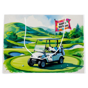 Golf Birthday med golf cart-vattenfärg