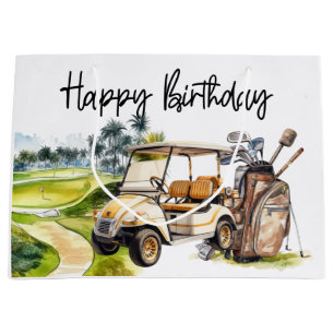 Golf Birthday med golf cart-vattenfärg