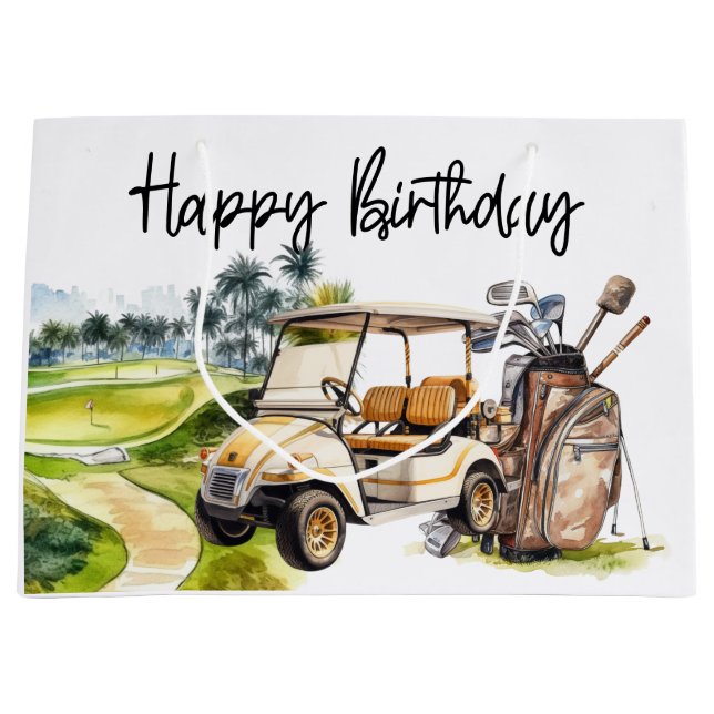 Golf Birthday med golf cart-vattenfärg (Framsidan)