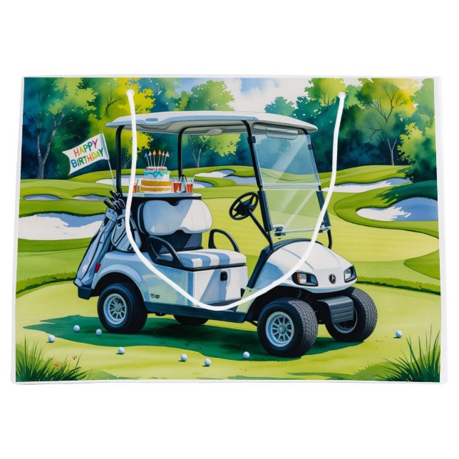 Golf Birthday med golf cart-vattenfärg (Framsidan)