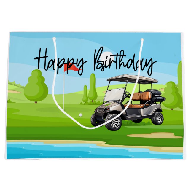 Golf Birthday med golf cart-vattenfärg (Framsidan)