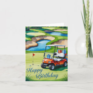 Golf Birthday med golfvagn för golfer Kort
