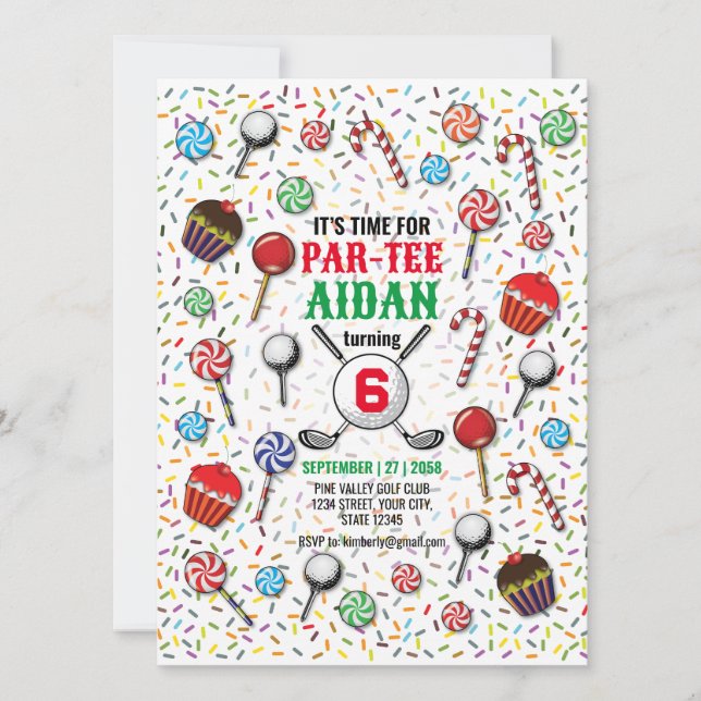 Golf Birthday Par-Tee Design Inbjudningar (Framsida)