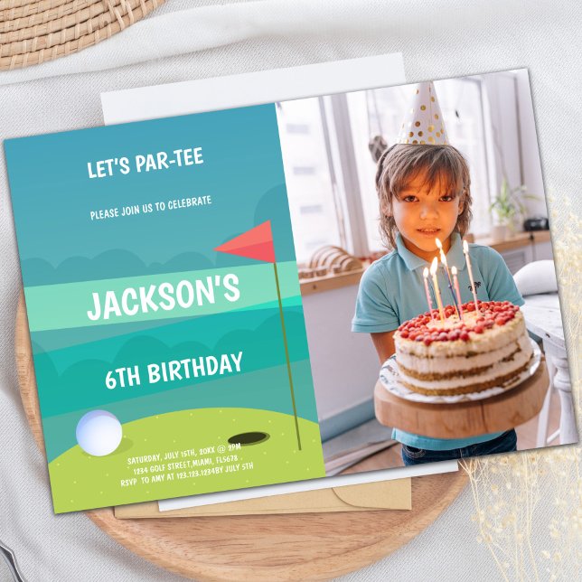 Golf Birthday Party Invitations with photo Inbjudningar (Golf Birthday Party Invitations with photo)