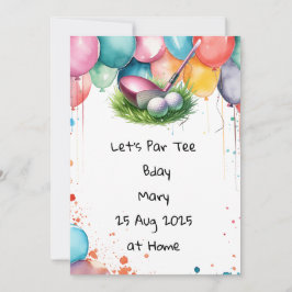 Golf Birthday-Rosa som tema för Dam Golfer Inbjudningar