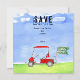 Golf Birthday Spara datumet med Golf Cart Inbjudningar