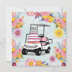 Golf Birthday Thated with golf cart for Golfer Kort