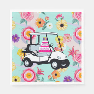 Golf Birthday Thated with golf cart for Golfer Pappersservett