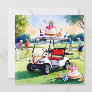 Golf Birthday Théed with golf cart and golfers Kort