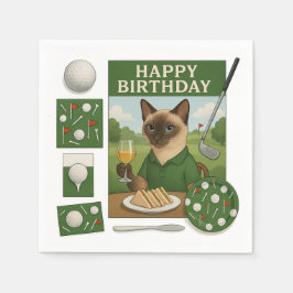 Golf Birthday Thees for Cat Lovers Pappersservett