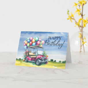 Golf Birthday till Golfer med golfvagnsfärg Kort