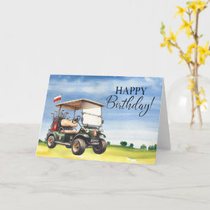 Golf Birthday till Golfer med golfvagnsfärg Kort