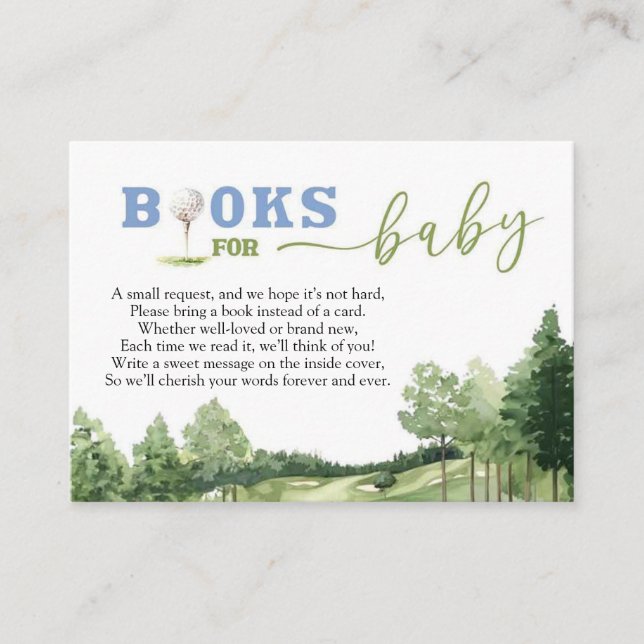 Golf Blå Pojke Babyfirande Par-Tee Böcker För Bebi Tilläggskort (Framsida)