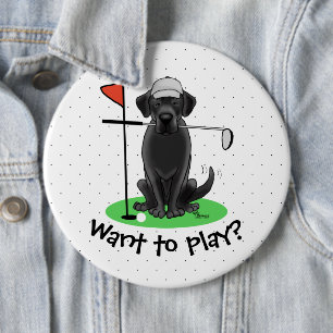 Golf Black Labrador Retriever Hund - Cute Knapp