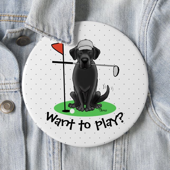 Golf Black Labrador Retriever Hund - Cute Knapp (In Situ)