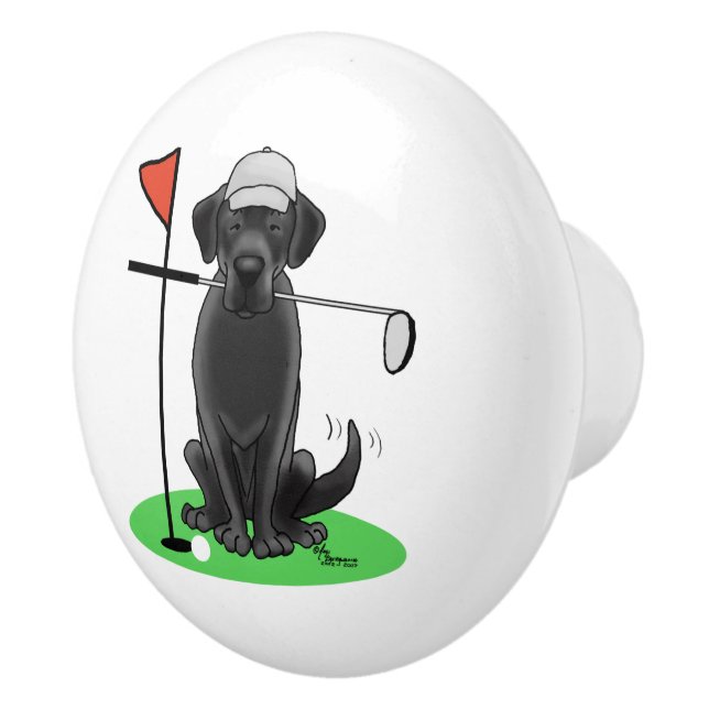 Golf Black Labrador Retriever Hund - Cute Knopp (Höger)