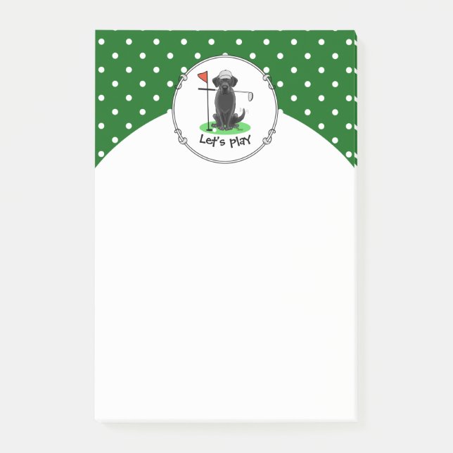 Golf Black Labrador Retriever Hund - Cute Post-it Block (Framsida)