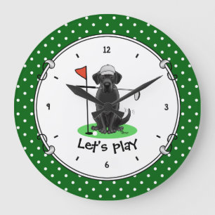 Golf Black Labrador Retriever Hund - Cute Stor Klocka