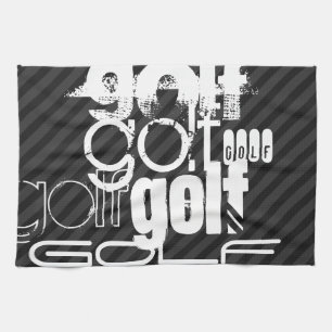 Golf; Black & Mörk Grått Rand Kökshandduk