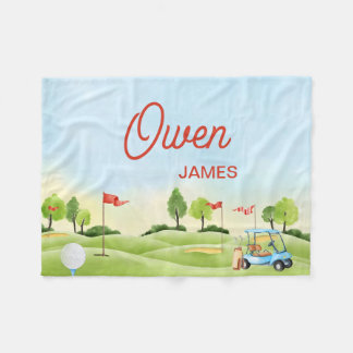 Golf Blanket, Golf Nursery Blanket, Personlig Fleecefilt