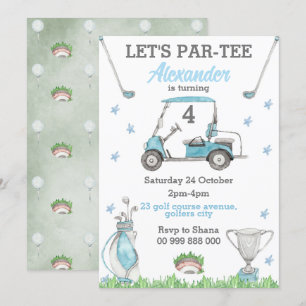 Golf Blue Par-Tee Birthday-inbjudan Inbjudningar