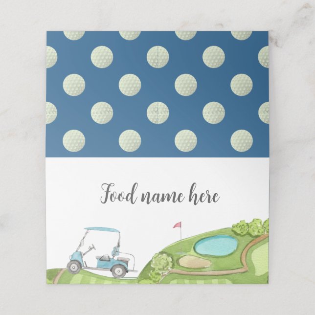Golf Blue Tält Place Card Birthday Baby Shower Placeringskort (Utvändigt utvikt)