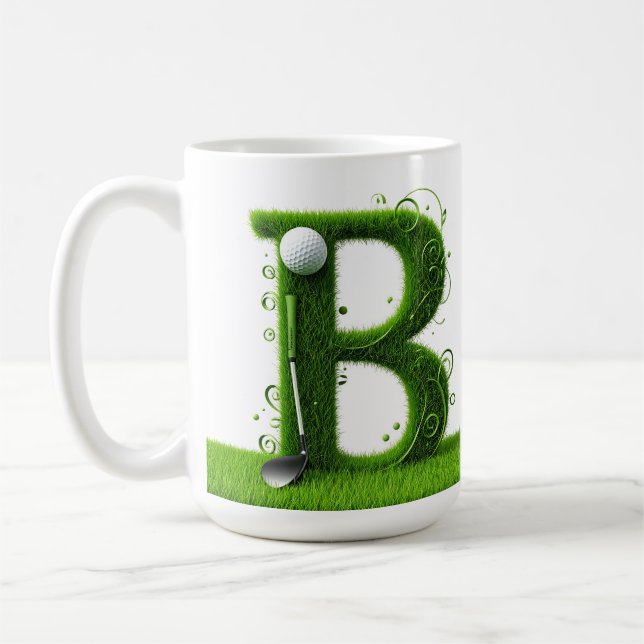 ⛳ Golf Bokstav B Monogram Modern Elegant Presentid Kaffemugg (Vänster)
