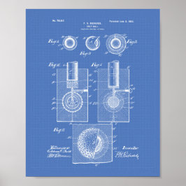 Golf Boll 1902 Patent Art - Blåkopia Poster