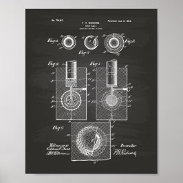 Golf Boll 1902 Patent Art - Chalkboard Poster