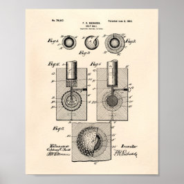 Golf Boll 1902 Patent Art - Gamla peper Poster