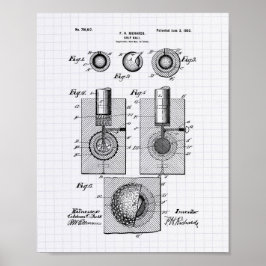 Golf Boll 1902 Patent Art - Lintade peper Poster