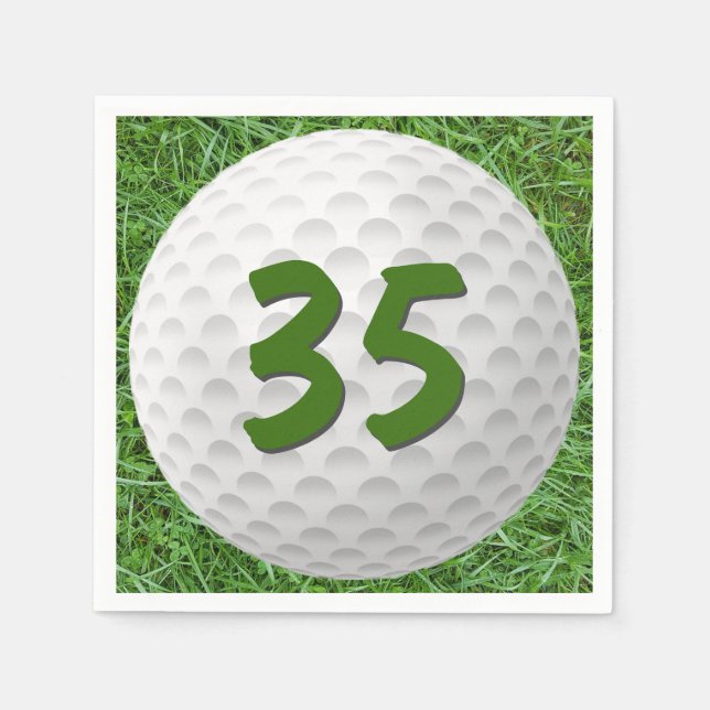 Golf Boll 35e Birthday Napkins Pappersservett (Framsidan)