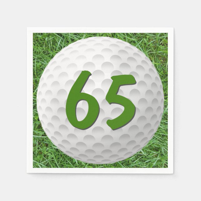 Golf Boll 65e Birthday Napkins Pappersservett (Framsidan)